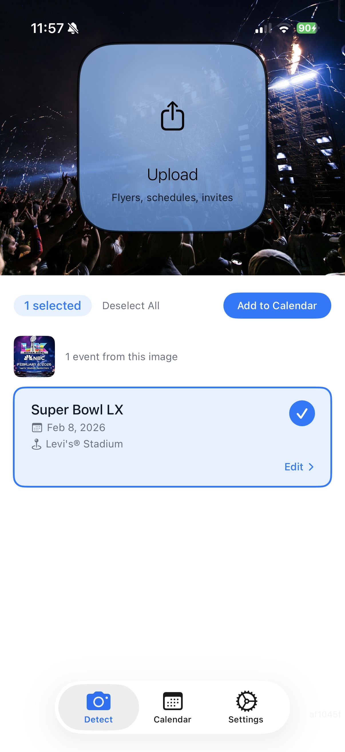 EventScan app interface